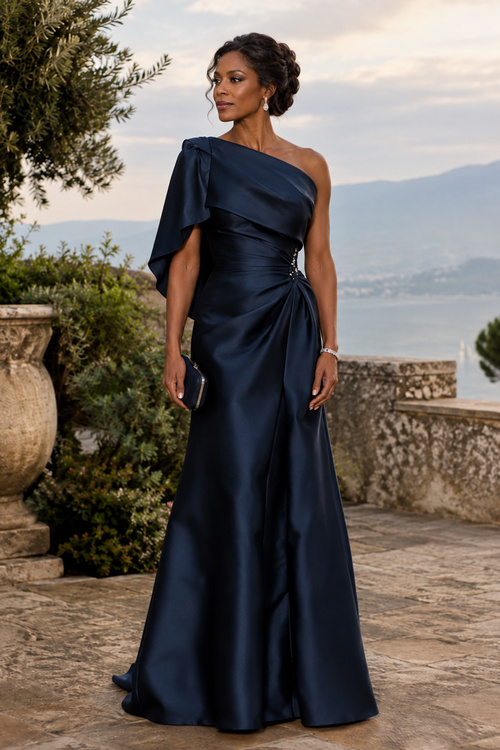 navy-one-shoulder-gown
